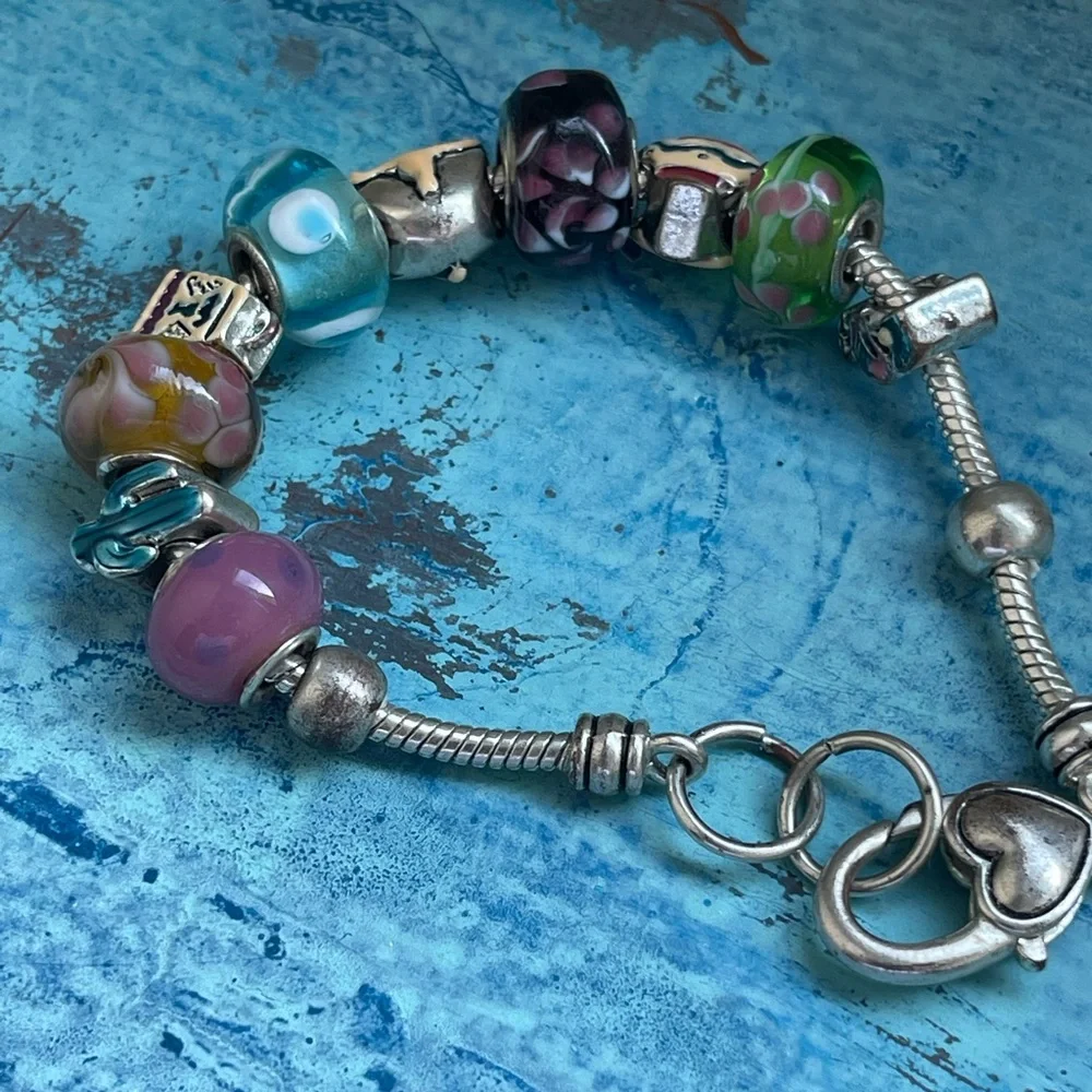Silver Euro bead Texas desert southwest charm bracelet